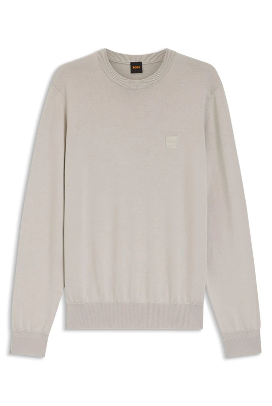 BOSS Mens Kanovano Crew Neck Jumper Long Sleeve Cotton Grey 070 XL