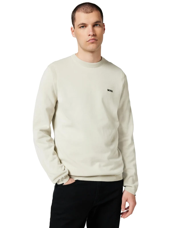 BOSS Men's Knitted Sweater, Light Beige 272, S