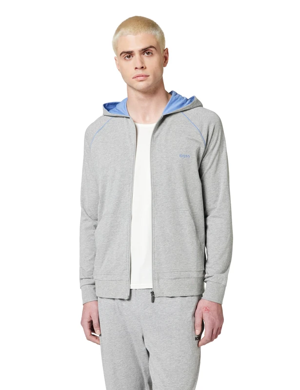 BOSS Men's Loungewear Jacket, Medium Grey 037, L