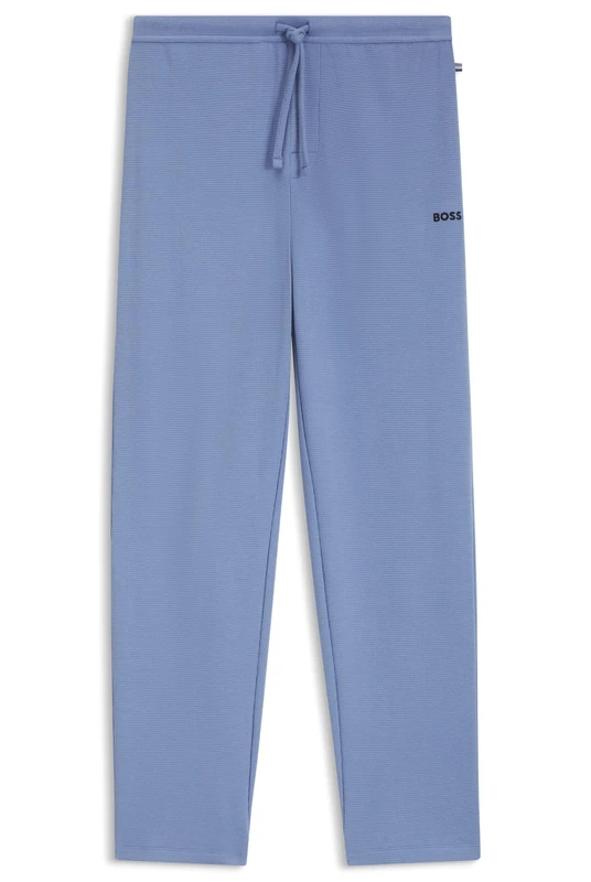 BOSS Mens Waffle Pants Embroidered-Logo Pyjama Bottoms in a Cotton Blend