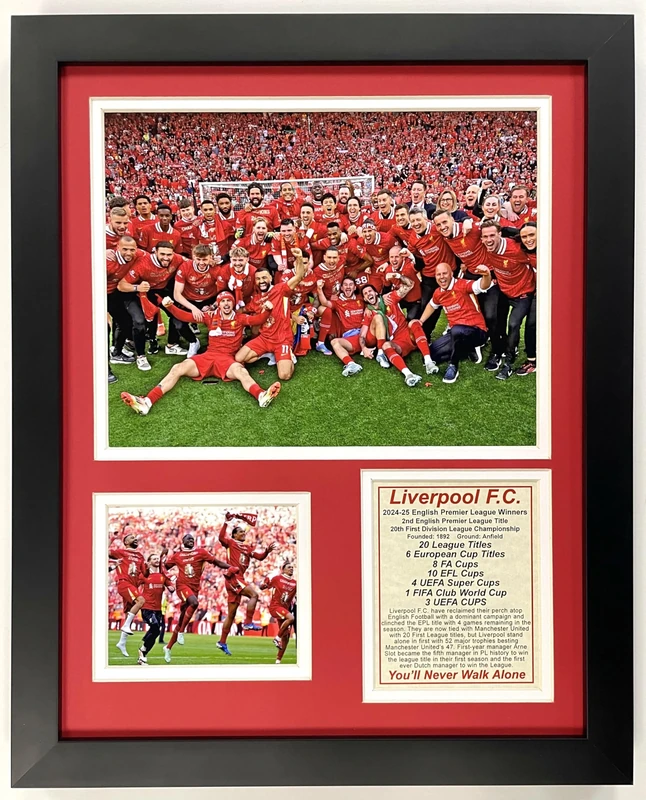Liverpool F.C. | 2024-2025 English Premier League EPL Champions | Anfield Collectible | Liverpool Football Club Memorabilia | Framed Picture and Photo Collage Gifts | (Clinching Win Pose, 12" x15 - Image 1