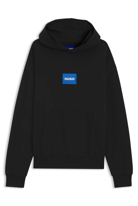 HUGO Mens Nayohood Cotton-terry hoodie with blue logo