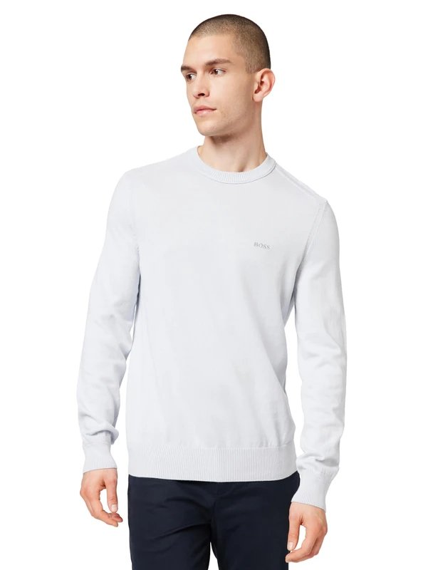 BOSS Men's Knitted Sweater, Light/Pastel Grey 053, S