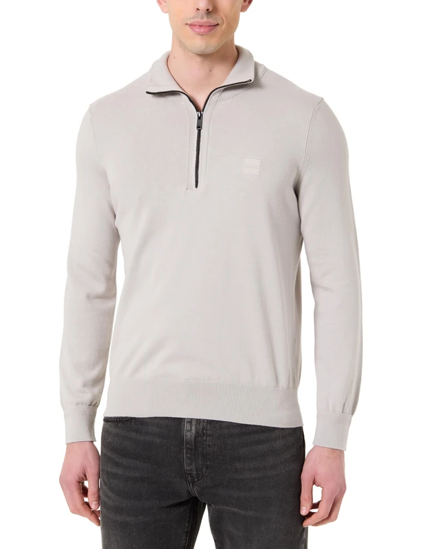 BOSS Men's Knitted Sweater, Open Grey 070, M