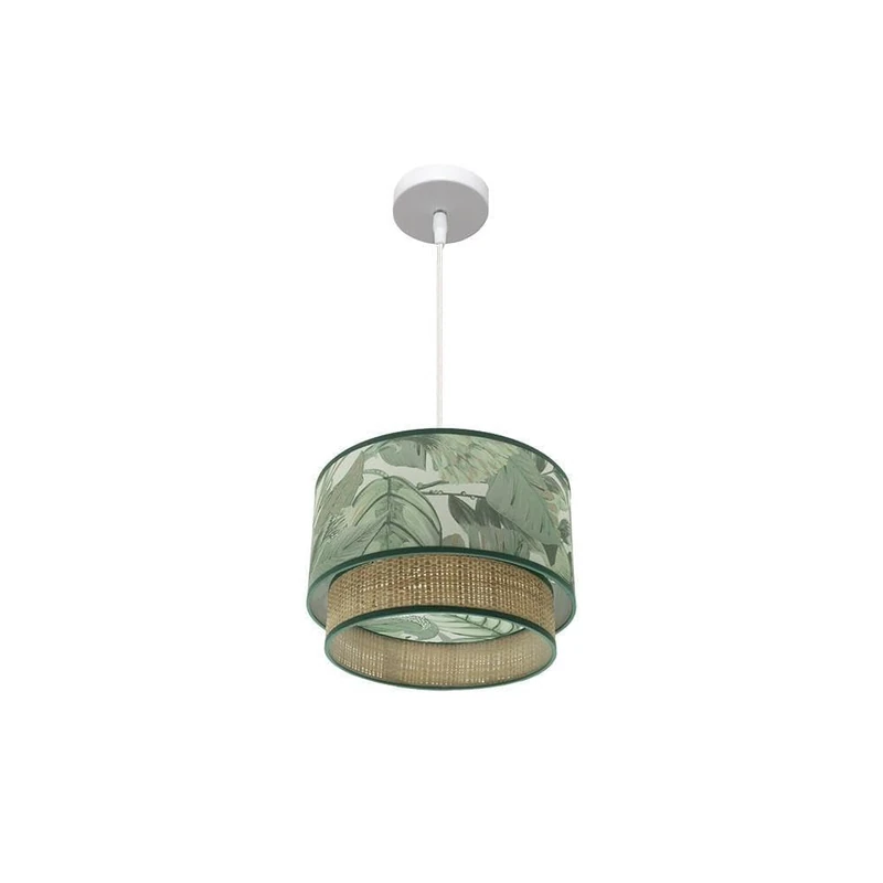 VoltShine Congo 30D Pendant with 1xE27 underbody in an Elegant White and Natural Green Finish. Perfect to stylishly Illuminate Any Space in Your Home.