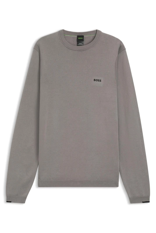 BOSS Men's Knitted Sweater, Open Grey 063, L
