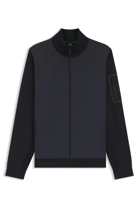 BOSS Men's Knitted Jacket, Dark Blue 402, XL