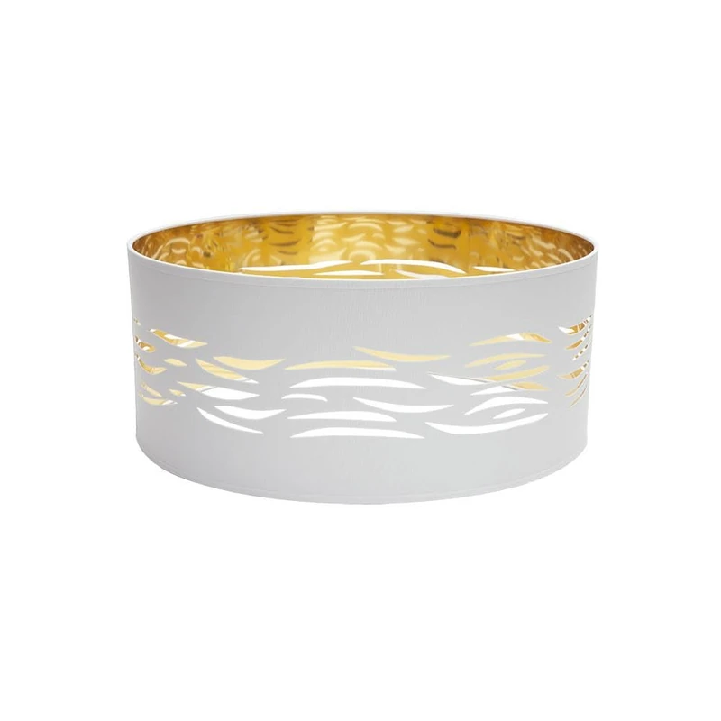 Pendant lampshade 50 cm Diameter and 20 cm Height in White and Gold, Ideal for Decorative Lighting and Elegant environments. - Image 1