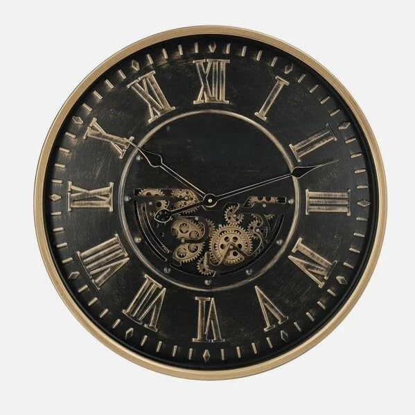 VoltShine Black and Gold Wall Clock, Estandar