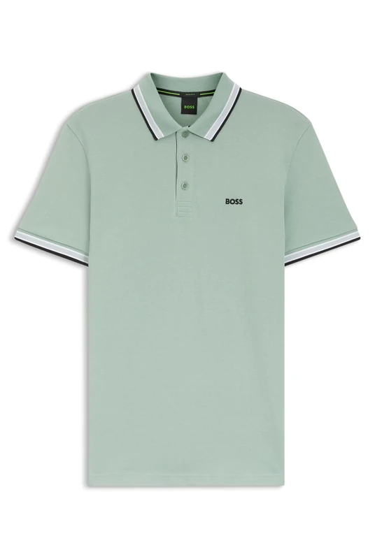 BOSS Mens Paddy Contrast-Logo Paddy Polo Shirt in Cotton piqué - Image 1