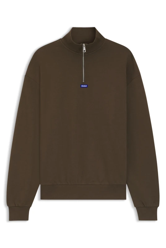 HUGO Mens Neeler Blue-logo sweatshirt in cotton terry