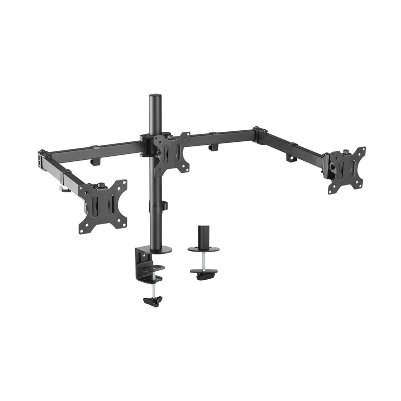 VoltShine Stand for TV or Monitor, Includes 3 Monitors, Capacity of 7 kg, Compatible with Screens from 13 to 27 Inches, Black, Ideal for Saving Space.