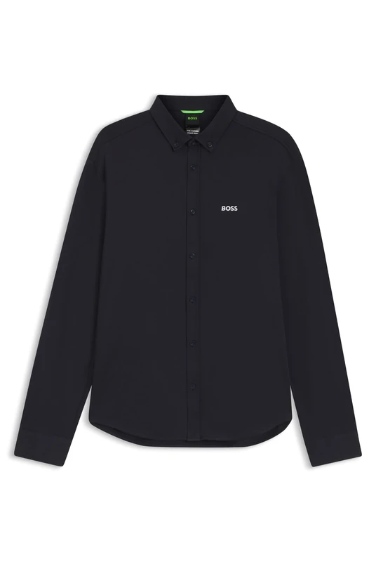 BOSS Mens St Motion L 10263169 01 Plain Shirt Long Sleeve Dark Blue XL