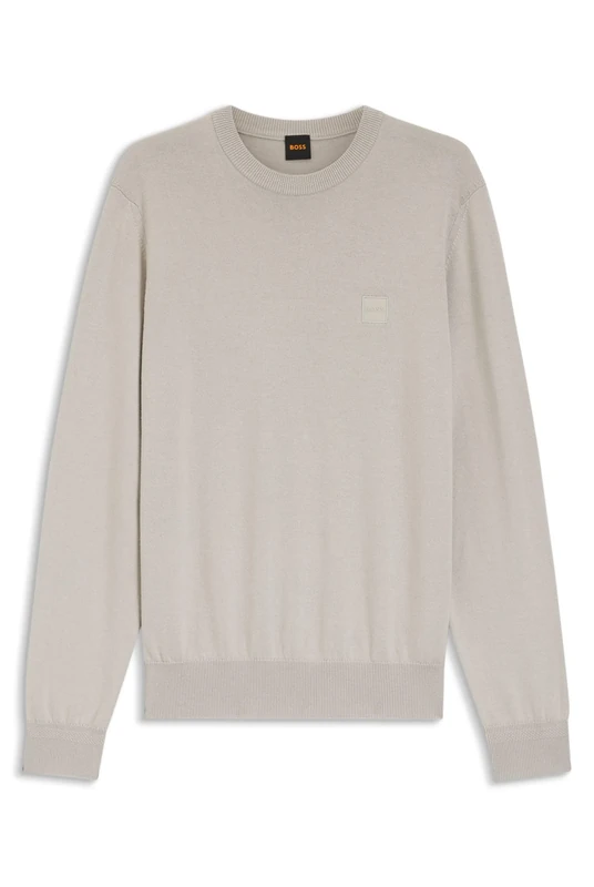 BOSS Mens Kanovano Crew Neck Jumper Long Sleeve Cotton Grey 070 L