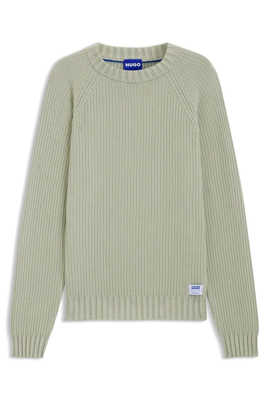 HUGO Mens Sonnee Rib-Knit Cotton Sweater - Relaxed Fit