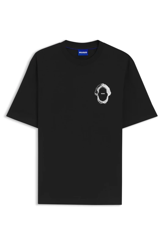 HUGO Mens Nofishix Cotton-Jersey T-Shirt with Marine Artwork - Image 1
