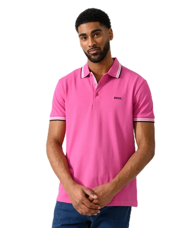 BOSS Men's Polo Shirt, Bright Pink 671, 3XL