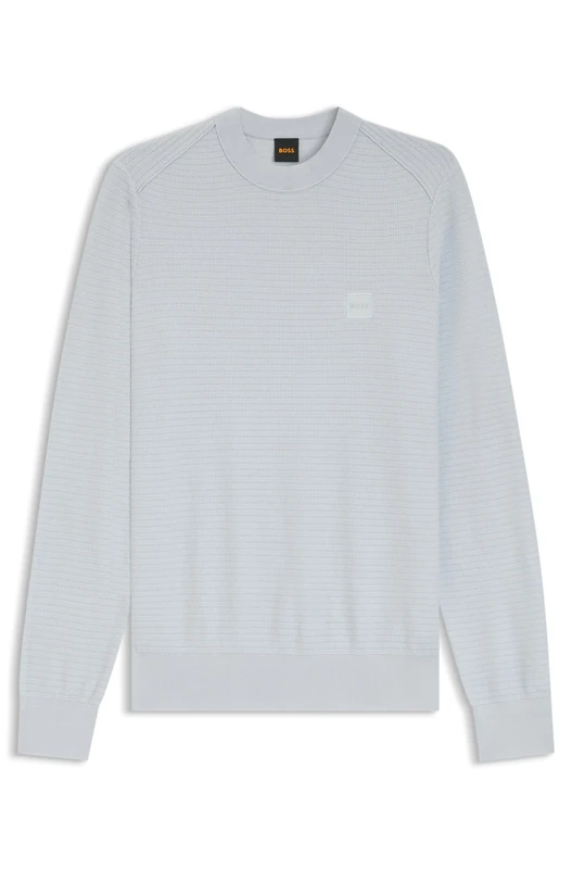 BOSS Men's Knitted Sweater, Light/Pastel Grey 053, XL
