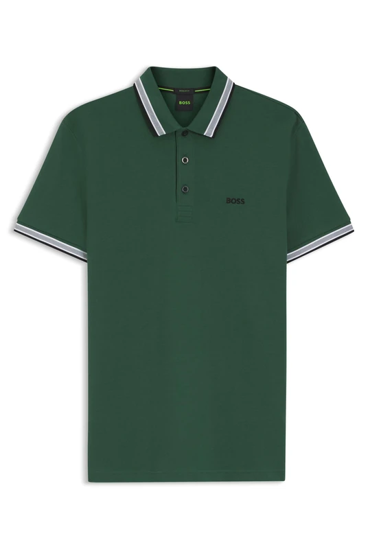 BOSS Mens Paddy Contrast-Logo Paddy Polo Shirt in Cotton piqué