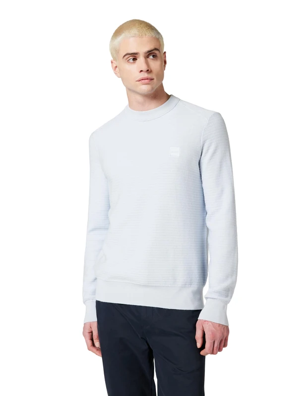 BOSS Men's Knitted Sweater, Light/Pastel Grey 053, M