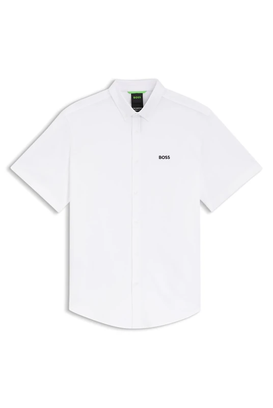 BOSS Mens ST Motion S Regular-fit Shirt in Cotton Jersey White