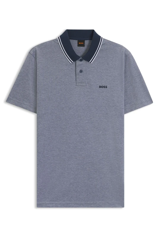BOSS Mens PeoxfordNew Cotton-piqué Polo Shirt with Logo Print