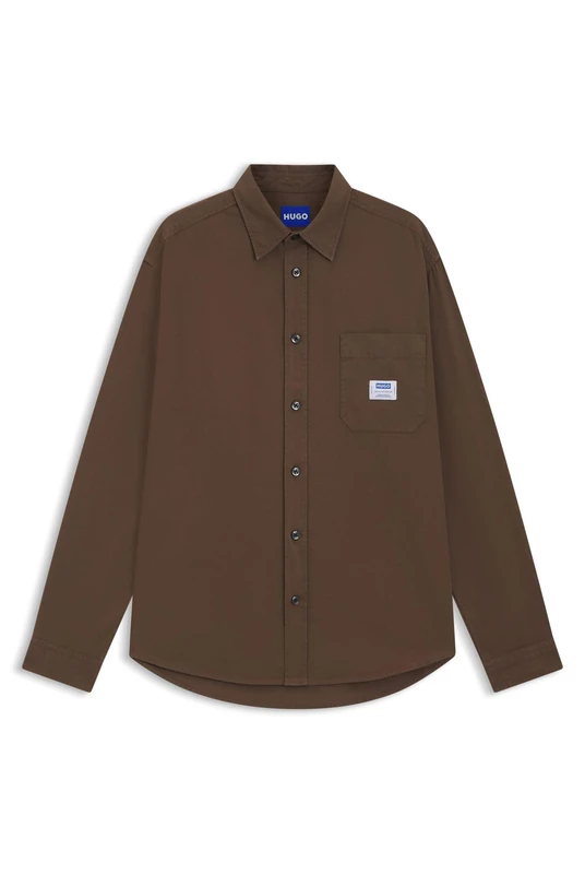 HUGO Mens Ebalto Oversized-fit Overshirt in Cotton Canvas