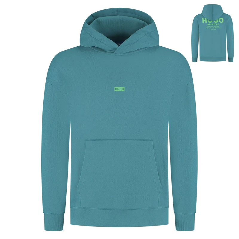 HUGO Men's Sweatshirt, Turquoise/Aqua 449, M