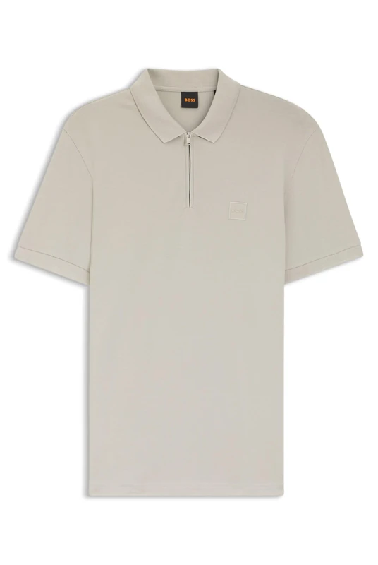 BOSS Mens Passerzip Slim-fit Polo Shirt - Stretch Cotton