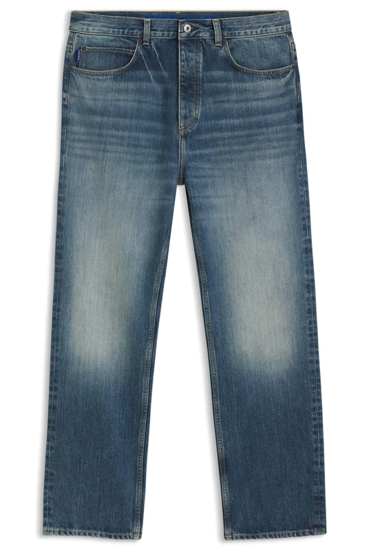 HUGO Mens Nate Baggy-fit Jeans in Blue slub Denim