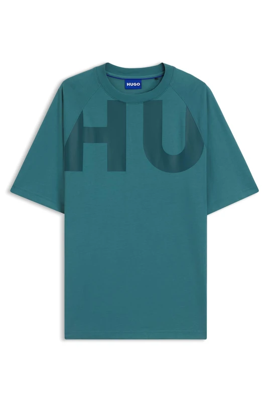 HUGO Mens Nalftee Loose-fit T-Shirt in Cotton Jersey with Wraparound Logo