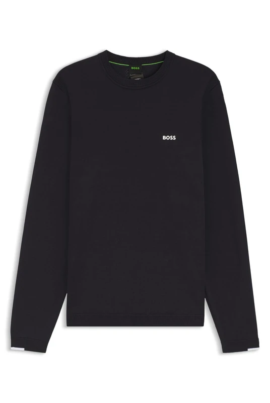 BOSS Mens KN Ever-X CN Cotton Sweater with Contrast Logo