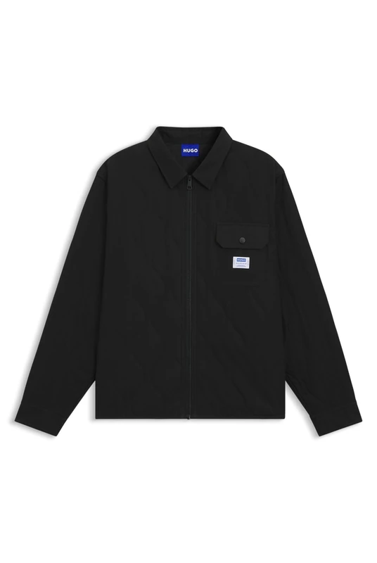HUGO Mens Ebey Relaxed-fit Shirt with Padding Black