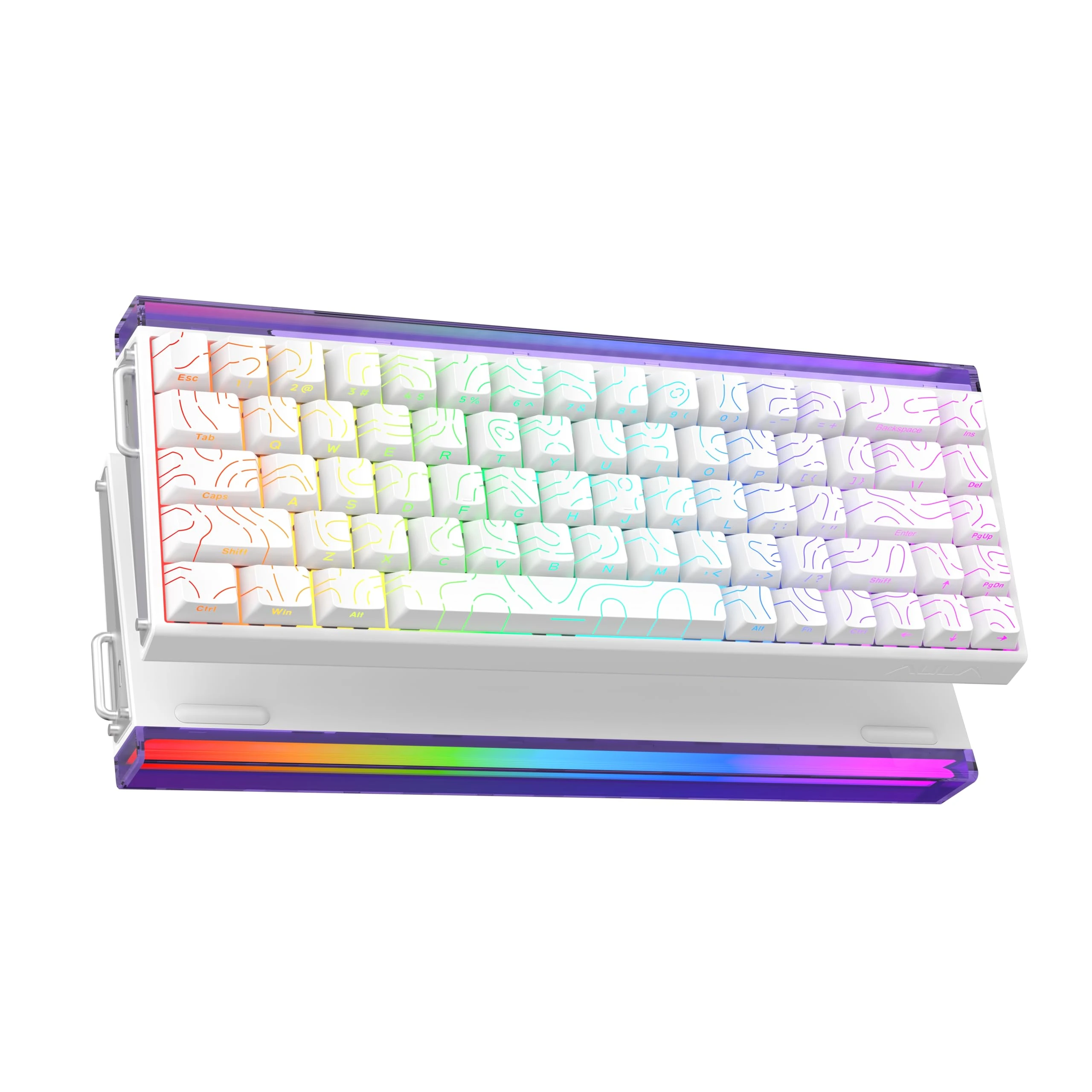 MechLands Aula Hero68 HE Wired Magnetic Gaming Keyboard, Rapid Hall Effect Keyboard with 0.01mm Adjustable Actuation, 8kHz Polling, 5-Layer Sound Dampening, RGB Lightbox & Backlit (White Topographic)