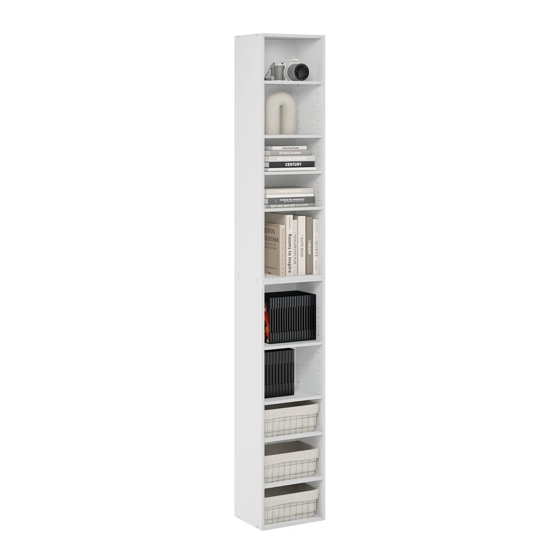 Furinno Pasir 10-Tier Open Shelf Bookcase, White
