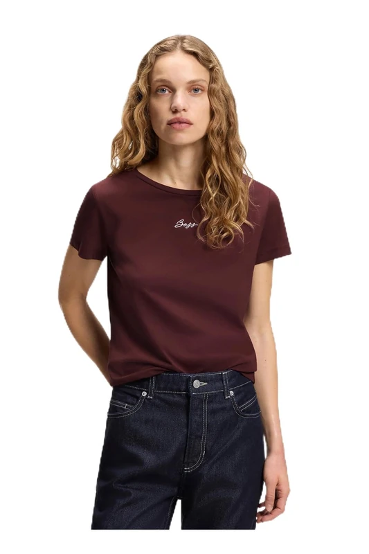 BOSS Women's T-Shirt, Dark Brown 204, L