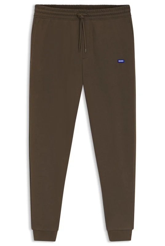 HUGO Mens Napin Cotton-Terry Tracksuit Bottoms with Logo Patch