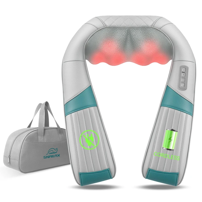 Snailax Cordless Neck Massager with Heat,Rechargeable Shiatsu Back Massage