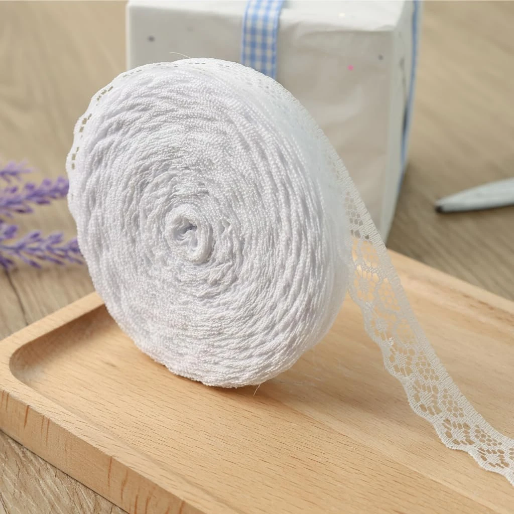 30 Yards White Lace Ribbon Roll, Lace Trim Sewing Crafts Lace for Gift Wrapping Dress Decoration Wedding
