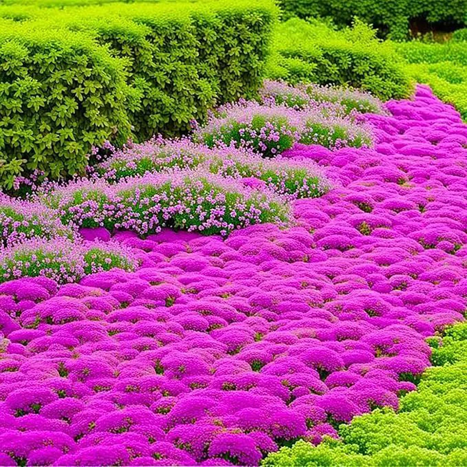 20000 Creeping Thyme Seeds, Wild Thyme Flower Plant Rock Cress Ground Cover Flower, Wildflower Seed Mix Covers 35m², Carpet Evergreen Plant for Landscaping, Lawn Alternative