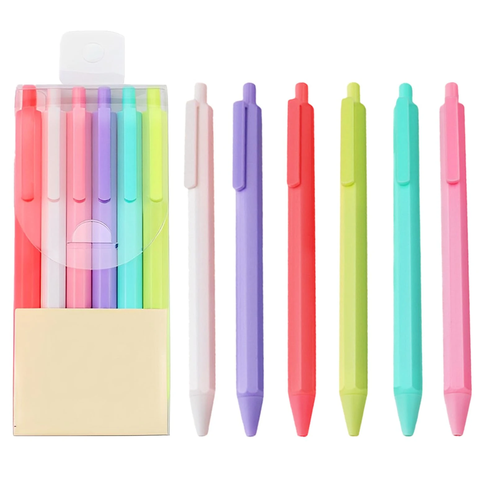 Gel Pens for Writing, 6PCS 0.5mm Fine Point Pens Black Ink - Pink, White, Blue, Yellow, Red, Purple - Nice Pens for Writing, Cute Aesthetic Pens, Smooth Cool Pens for Journaling Office School Supplies