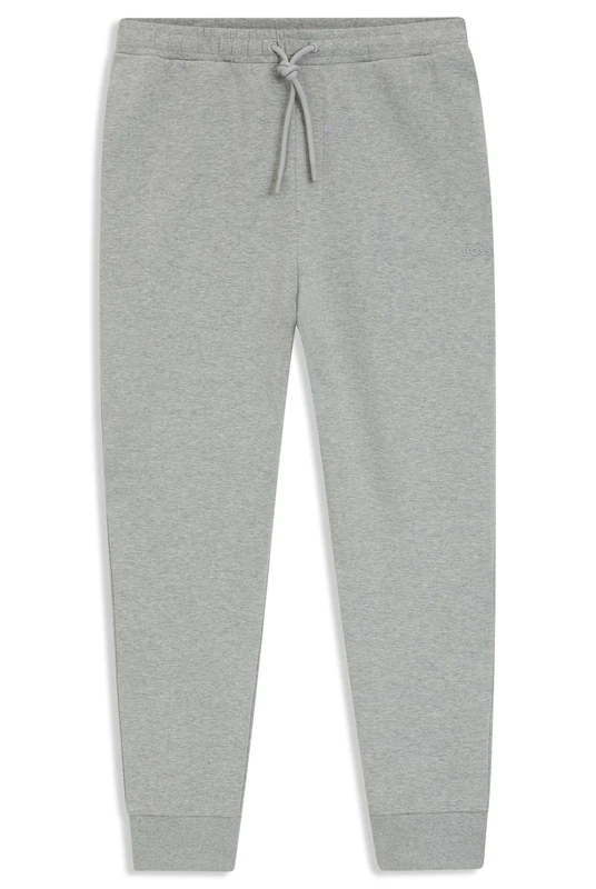 BOSS Men's Hadiko Stretch Cotton Logo Print Jogging Bottoms, Silver 042, XL