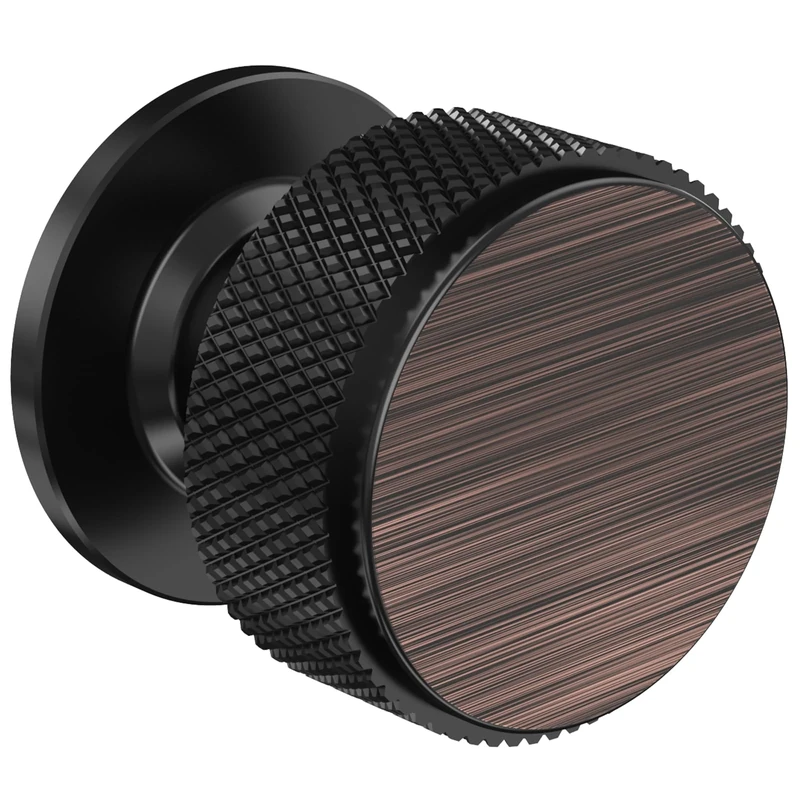 FURNIWARE Pack of 5 Knurled Cabinet Knobs, Oil Rubbed Bronze Cabinet Knobs, Solid Cupboard Handles with 2 Sizes Screws, Round Single Hole for Kitchen, Dresser, Wardrobe, Chest of Drawers, Furniture