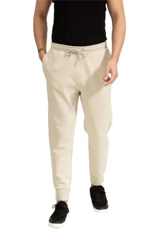 BOSS Men's Hadiko Stretch Cotton Logo Print Jogging Bottoms, Light Beige 272, L - Image 1