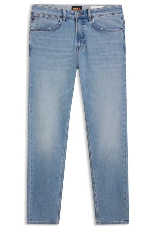 BOSS Mens Onyx 1 BO Tapered-fit Jeans in Blue Super-Stretch Denim - Image 1