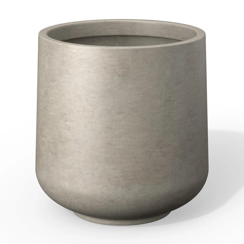 Kante 11.6" Dia Round Concrete Planter, Outdoor Indoor Large Plant Pots Containers with Drainage Hole and Rubber Plug for Home Garden Patio, Buff Concrete