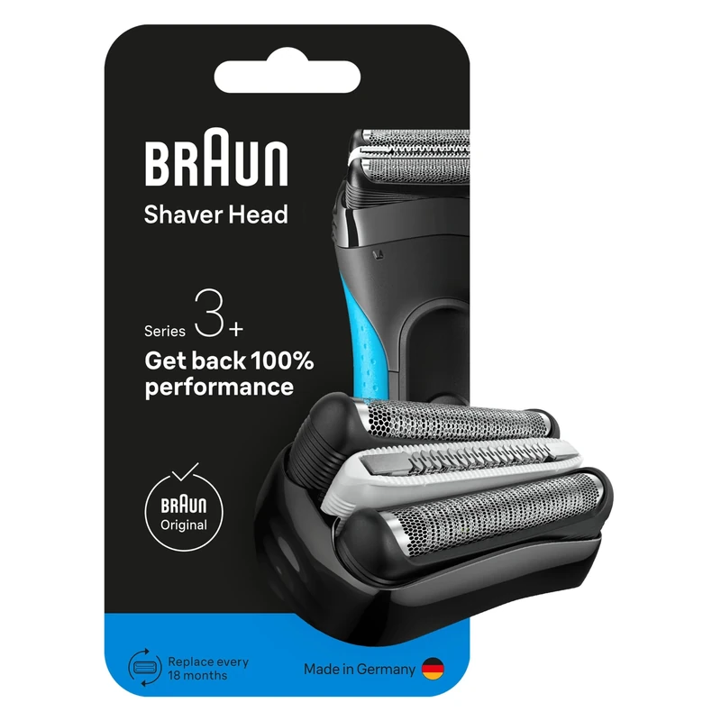 Braun Series 3+ Electric Shaver ORIGINAL Replacement Head, Get Back 100% Shaving Performance, Compatible with Series 3+ and Series 3 ProSkin Shavers, Made in Germany, 32B