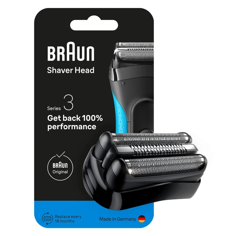 Braun Series 3 Electric Shaver ORIGINAL Replacement Head, Get Back 100% Shaving Performance, Compatible with Series 3 Shavers, Made in Germany, 21B