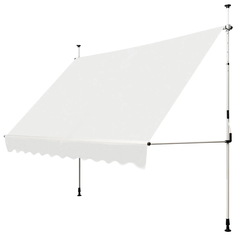 FANTASK Clamp Awning 300 cm Wide with Hand Crank, Height Adjustable Balcony Awning No Drilling, UV-Resistant, Water-Repellent, Sun Awning (Beige) - Image 1