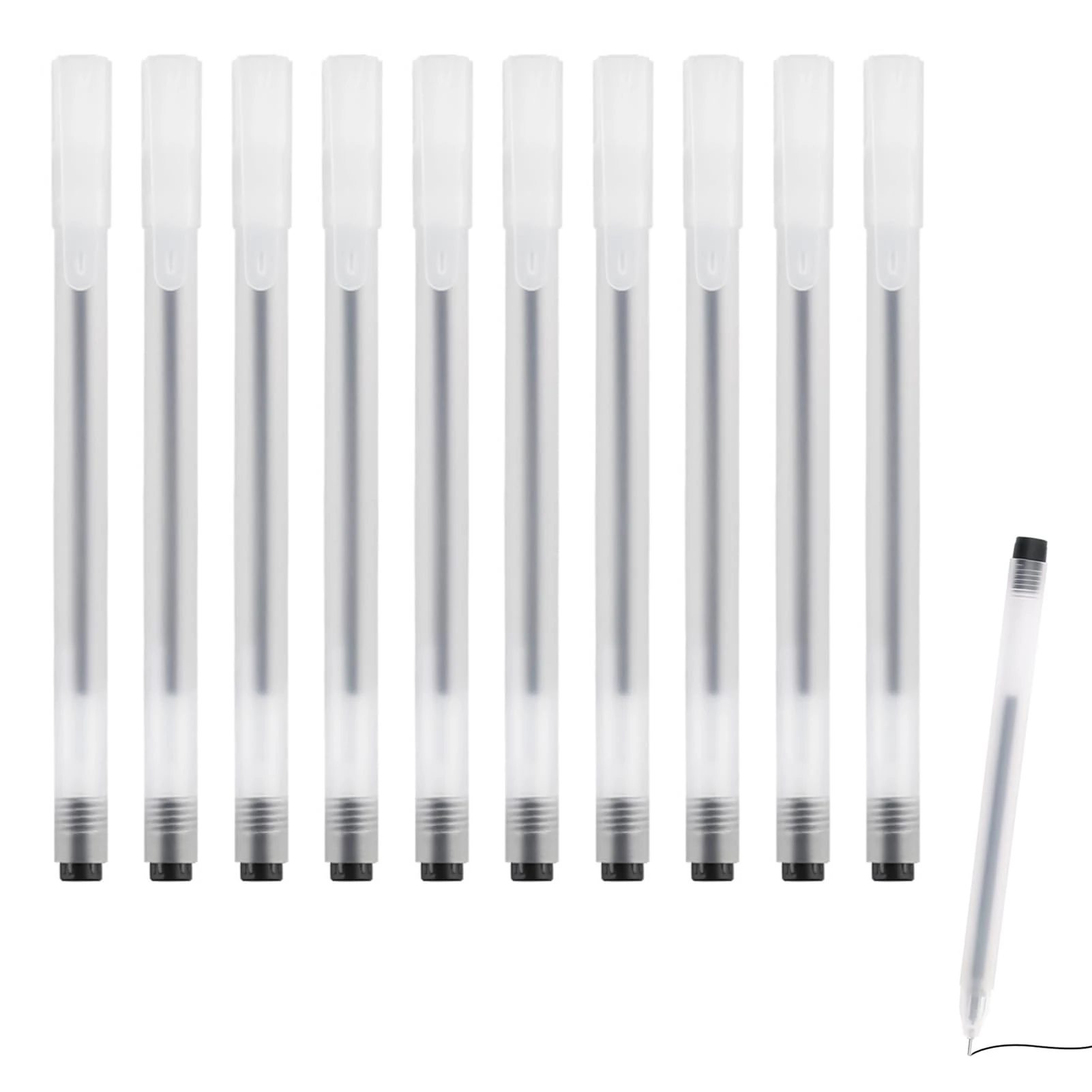 10 Pcs Gel Ink Pens, 0.5mm Fine Point Ballpoint Pens, Smooth Writing Premium Stationery for Japanese Office School Use, Ideal for Bullet Journals, Manga, Design, Crafts, Daily Writing Supplies (Black)